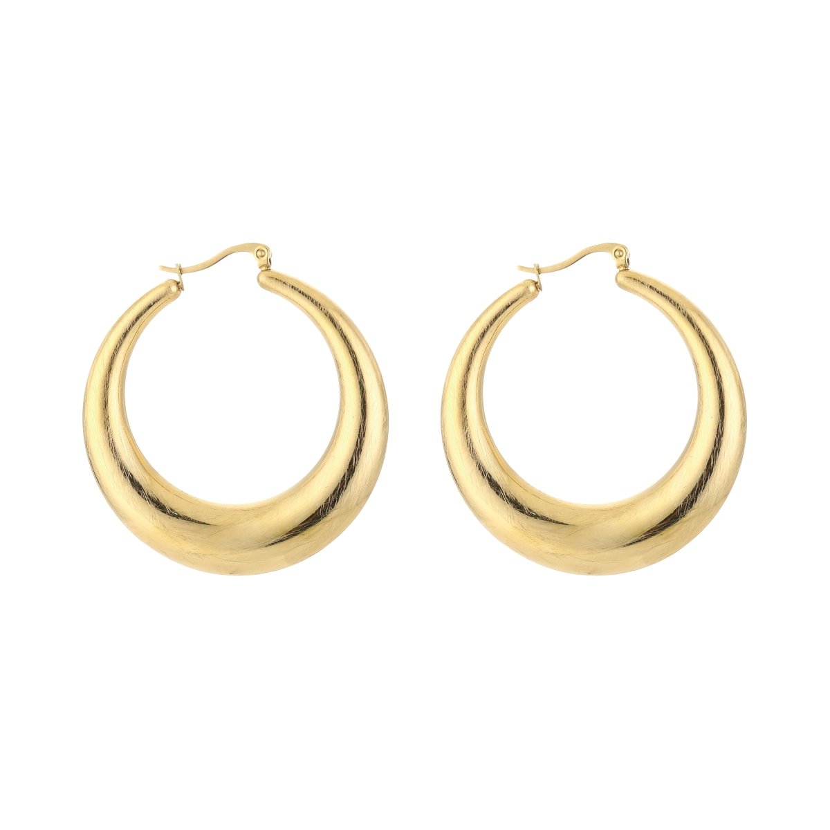 Elegant Brushed Hoops Oorbellen Goudkleurig