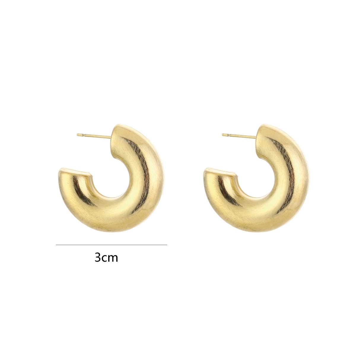 Small Thick Brushed Hoops Oorbellen Goudkleurig