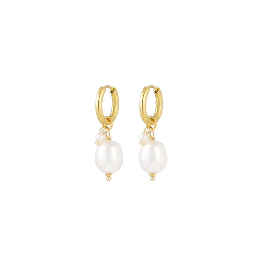 Large & Small Pearl Oorbellen Goudkleurig