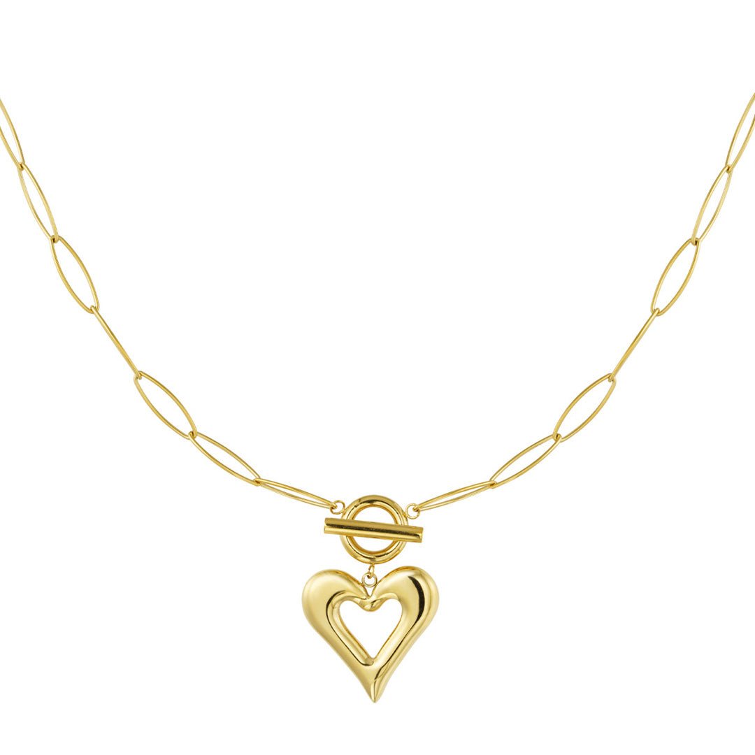 Link Chain Thick Heart Ketting Goudkleurig