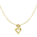 Link Chain Thick Heart Ketting Goudkleurig