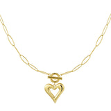 Link Chain Thick Heart Ketting Goudkleurig
