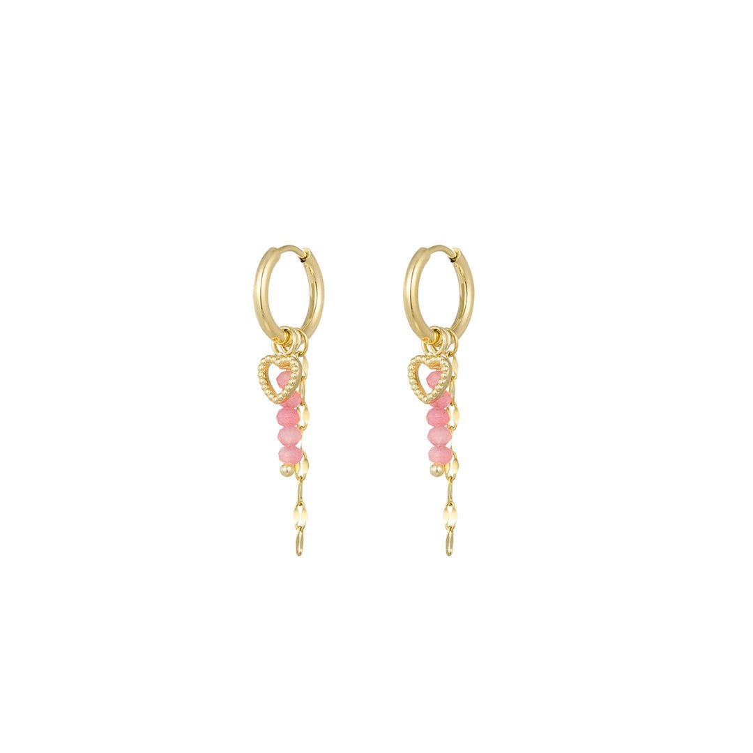 Love on Top Charm Oorbellen Roze/Goudkleurig