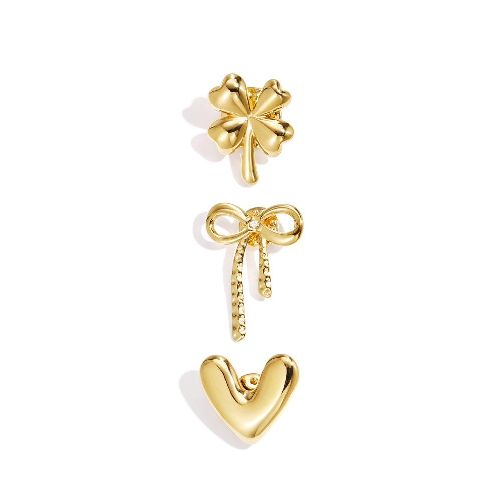 Lucky Love Broche Set Goudkleurig voorkant - Mae Lilly