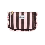 Make-up Tas Pink Brown Stripes & Ruches