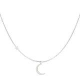 Moon & Star Ketting Zilverkleurig