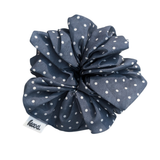 Navy with White Polkadots Oversized Scrunchie