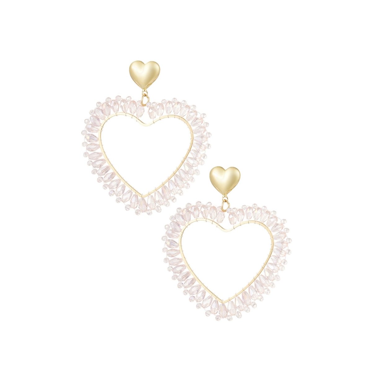 Open Heart Soft Pink Oorbellen Goudkleurig