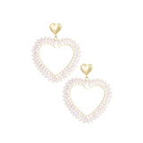 Open Heart Soft Pink Earrings Gold