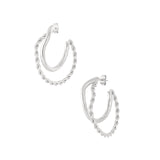 Organic Braided Hoop Oorbellen Zilverkleurig