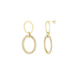 Oval Diamond Charm Oorbellen Goudkleurig