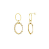 Oval Diamond Charm Oorbellen Goudkleurig