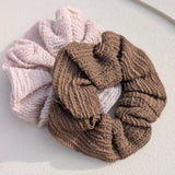Coffee Brown Ribbed Scrunchie