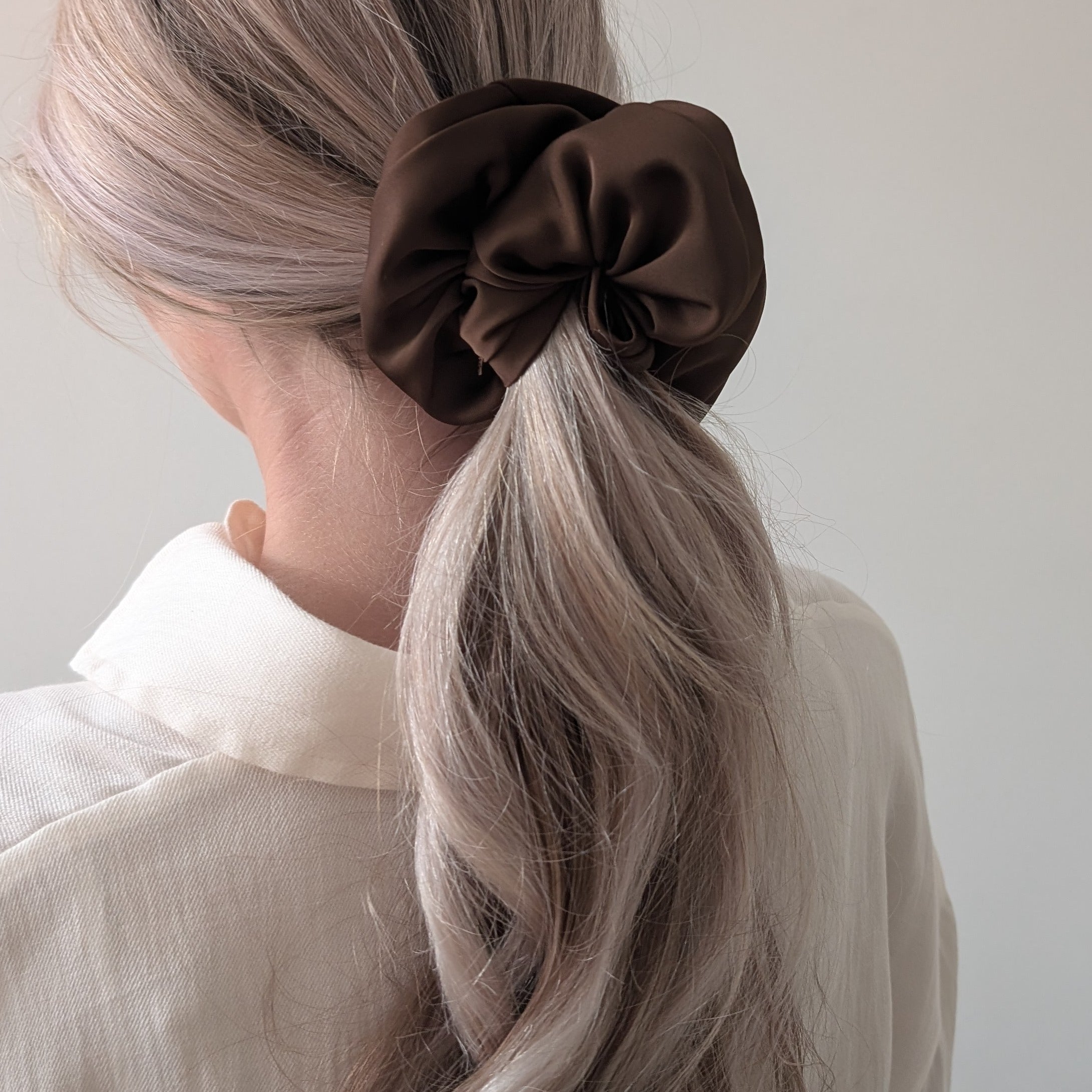 Espresso Chic Satin Look Scrunchie