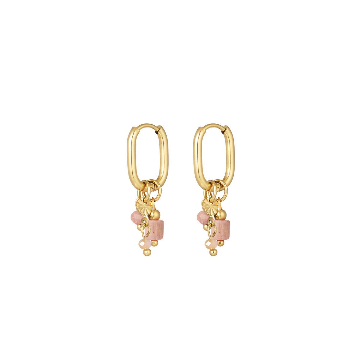 Pink Beads Oorbellen Goudkleurig