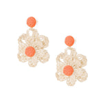 Raffia Flower Oorbellen Oranje