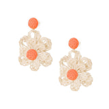 Raffia Flower Oorbellen Oranje