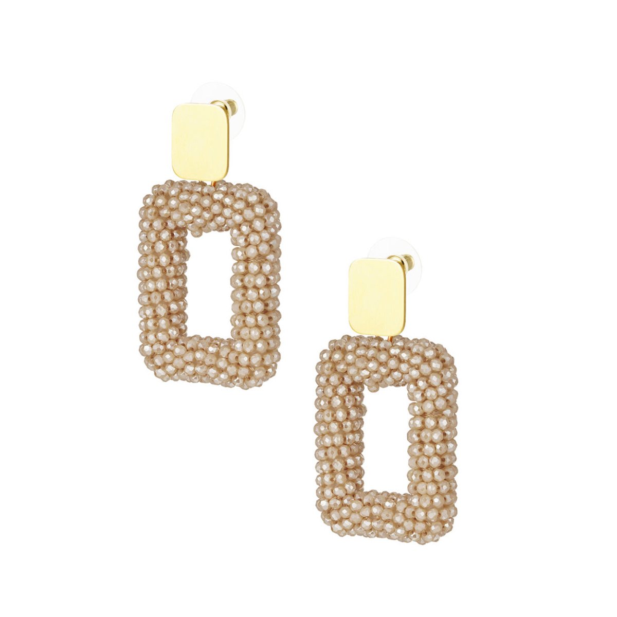 Rectangular Statement Oorbellen Beige