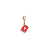 Red Ace of Hearts Diy Charm Goudkleurig