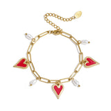 Red Heart Charm Armband Goudkleurig - Mae Lilly
