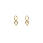 Rhinestone Heart Oorbellen Goudkleurig