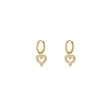 Rhinestone Heart Oorbellen Goudkleurig