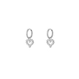 Rhinestone Heart Oorbellen Zilverkleurig