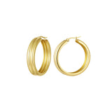 Ribbed Hoops Oorbellen Goudkleurig