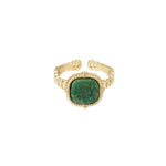 Statement Ring Goudkleurig Green Stone
