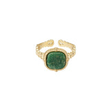 Statement Ring Goudkleurig Green Stone