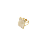 Square Stone Ring Goudkleurig/Beige