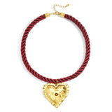 Rope Heart Ketting Bordeaux Goudkleurig
