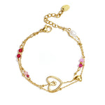 Rosé Heart Armband Goudkleurig voorkant - Mae Lilly