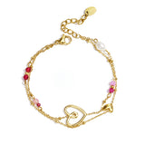 Rosé Heart Armband Goudkleurig voorkant - Mae Lilly