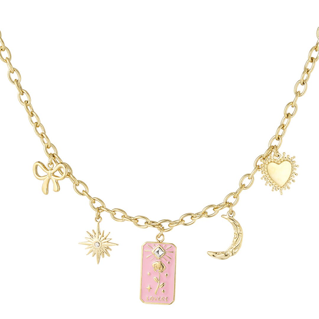 Rose Lovers Charm Ketting Goudkleurig