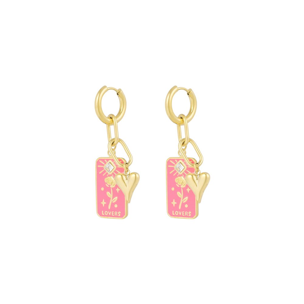 Rose Lovers Oorbellen Roze & Goudkleurig