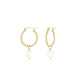 Round Rope with Pearl Pendant Oorbellen Goudkleurig