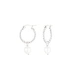 Round Rope with Pearl Pendant Oorbellen Zilverkleurig