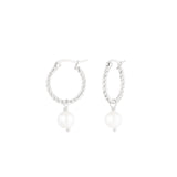 Round Rope with Pearl Pendant Oorbellen Zilverkleurig