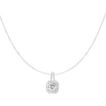 Square Stone Ketting Zilverkleurig - 925 silver