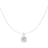 Square Stone Ketting Zilverkleurig - 925 silver