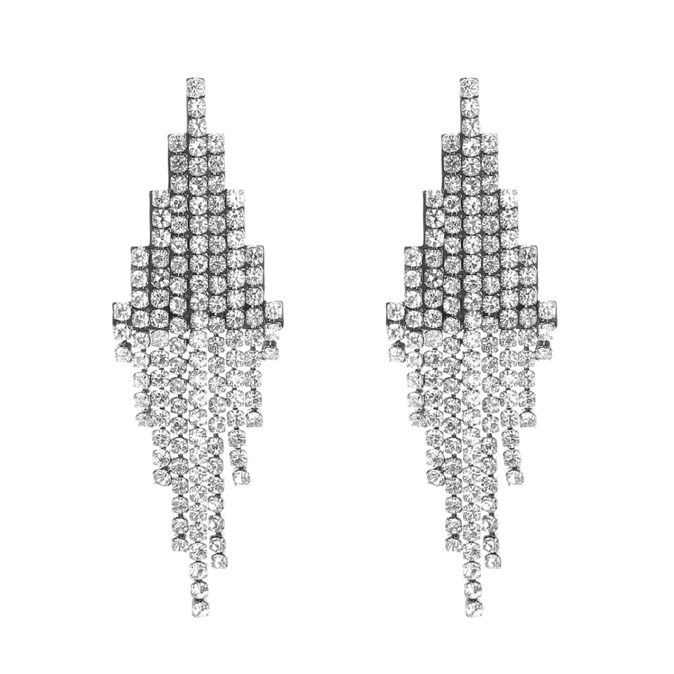 Strass Party Oorbellen Zilverkleurig