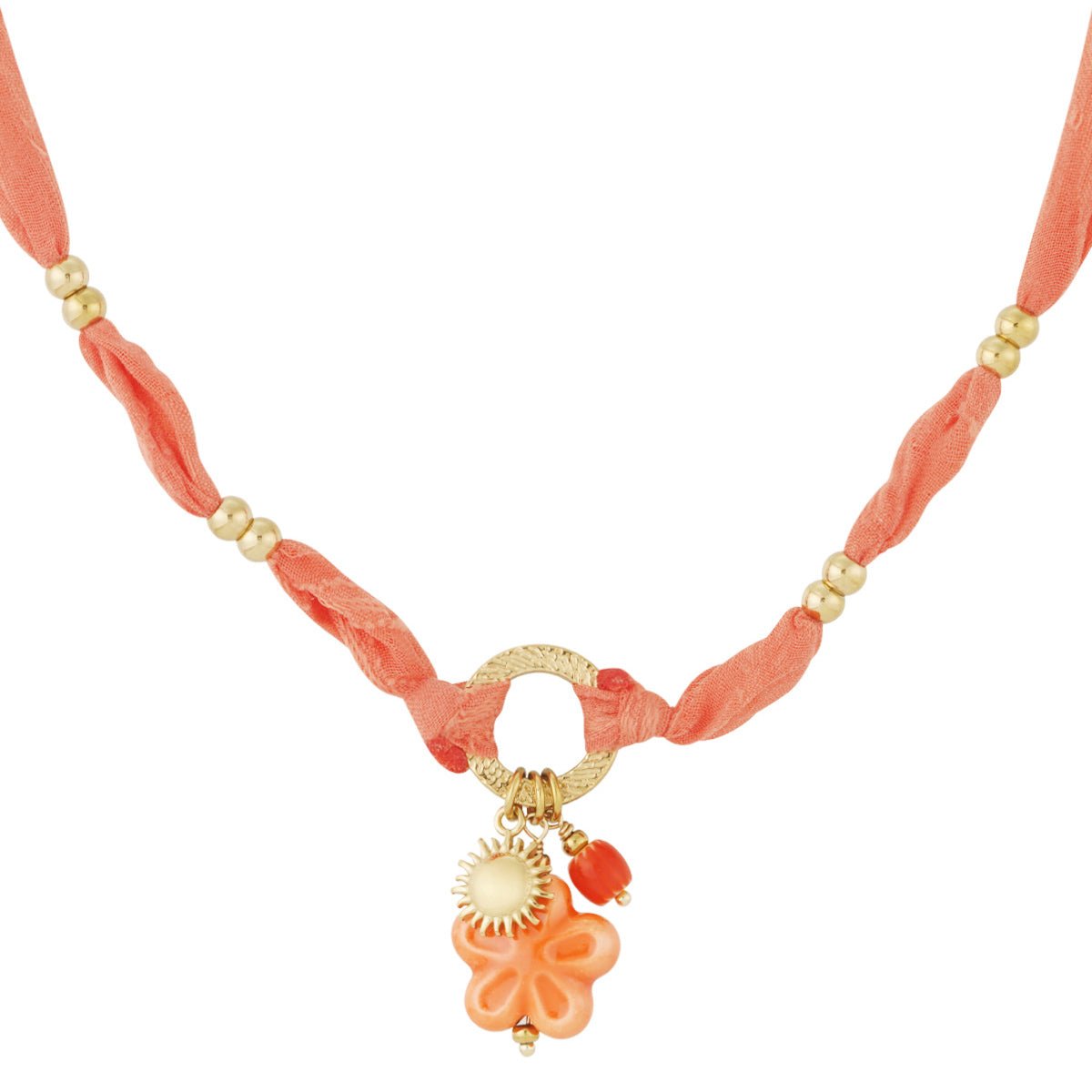 Sunny Floral Orange Ketting Goudkleurig