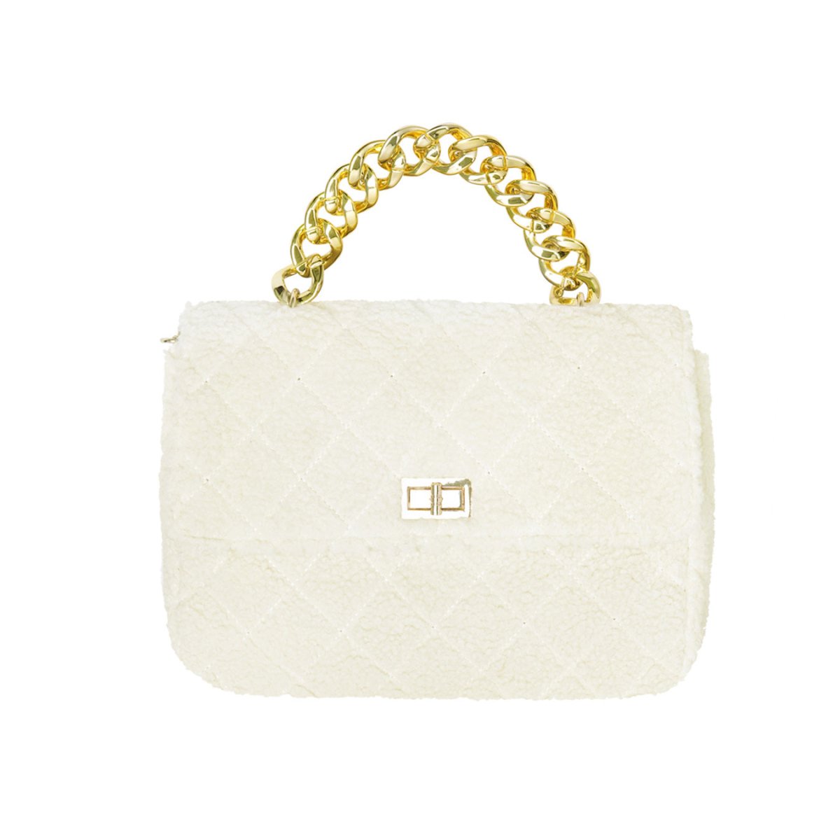 Teddy Flap Bag Chain Off - white