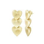 Three Hearts with Relief Oorbellen Goudkleurig