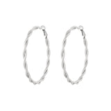 Twisted Hoops Oorbellen Maat L Zilverkleurig