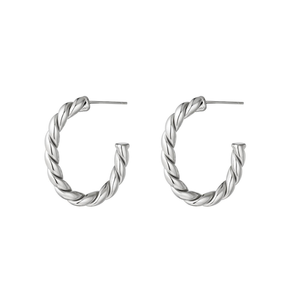 Twisted Open Hoops Oorbellen Zilverkleurig