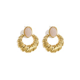 Vintage Gold Hoop Beige Oorbellen