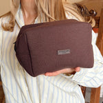 Make-up Tas Waffle Chocolate zijkant - Mae Lilly