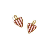 Wine Red Heart Oorbellen Goudkleurig